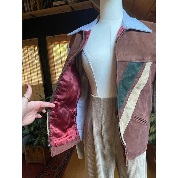 Leather Knit Cardigan Jacket Vintage 70s - Picture 5 of 7